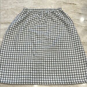 VINTAGE Houndstooth Plaid Midi Pencil Skirt Wool Blend‎ | Grey/White | S/M